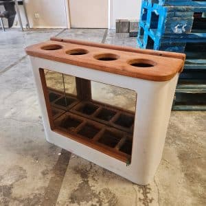 Mini-bar bateau bois avec miroir