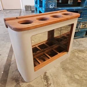 Mini-bar bateau bois avec miroir