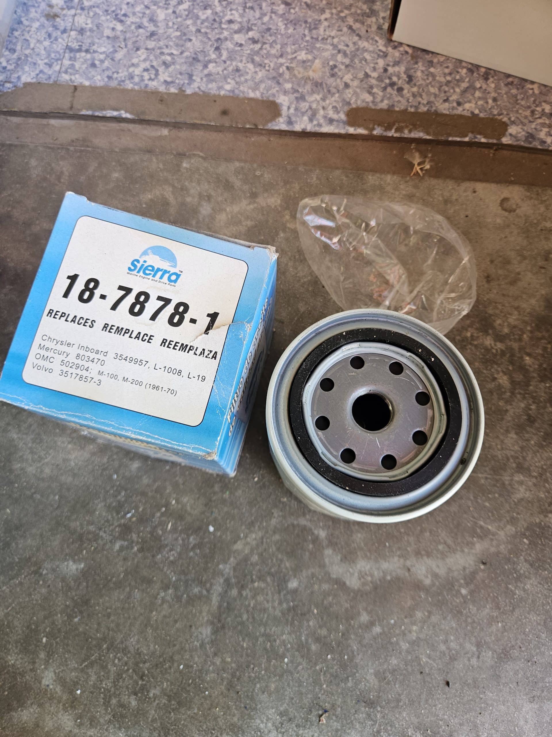 Filtre à huile marin Sierra 18-7878-1 pour moteurs inboard