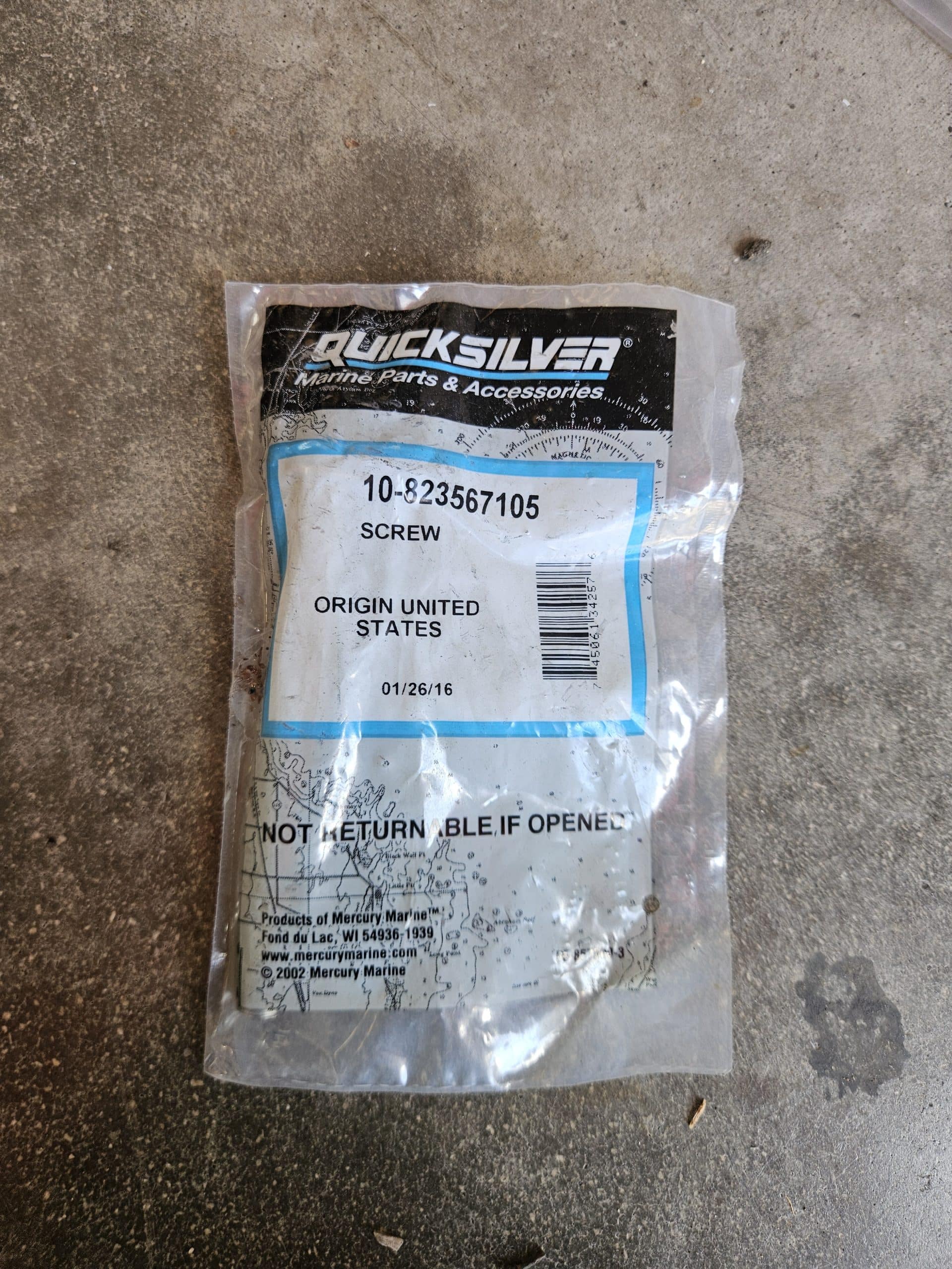 Vis Quicksilver 10-823567105 pour silent-blocs inférieurs Mercury