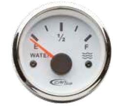 Indicateur niveau eau – CA-IN3223 – 12 V ; Ø52 mm ; fond blanc ; VDO 10–180 ohms ; contour chromé