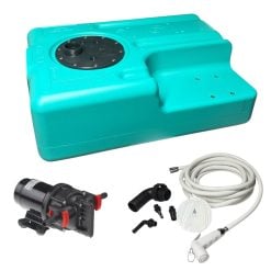 Kit douchette réservoir rigide – CA-SE2975MJ – 39 L ; 550 × 390 × 220 mm ; tuyau 5 m ; pompe Johnson 12 V, 11 L/min