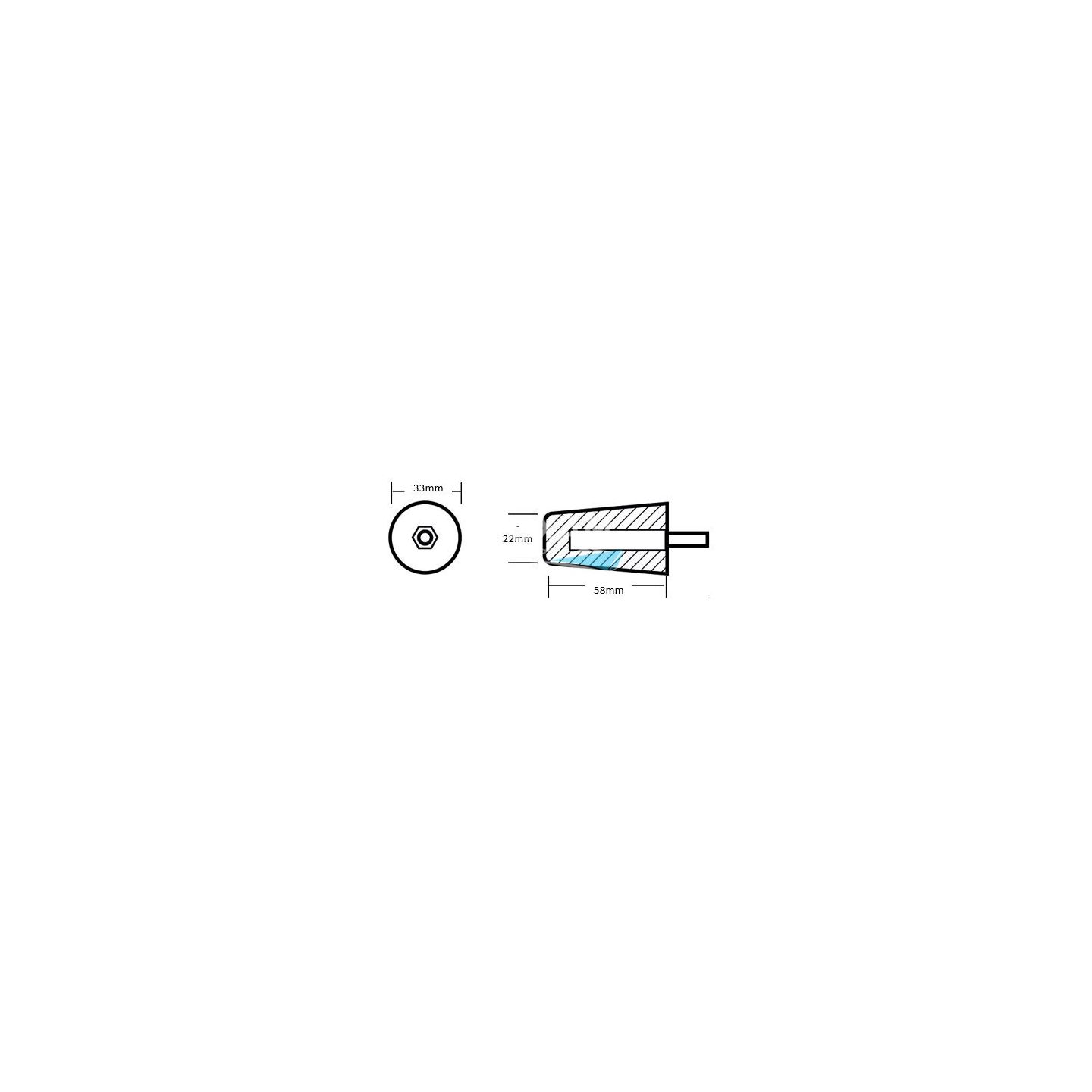 Anode alu – cône Ø40mm Hamilton